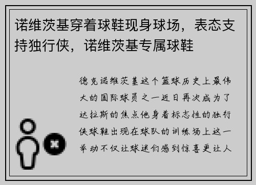 诺维茨基穿着球鞋现身球场，表态支持独行侠，诺维茨基专属球鞋