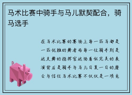 马术比赛中骑手与马儿默契配合，骑马选手